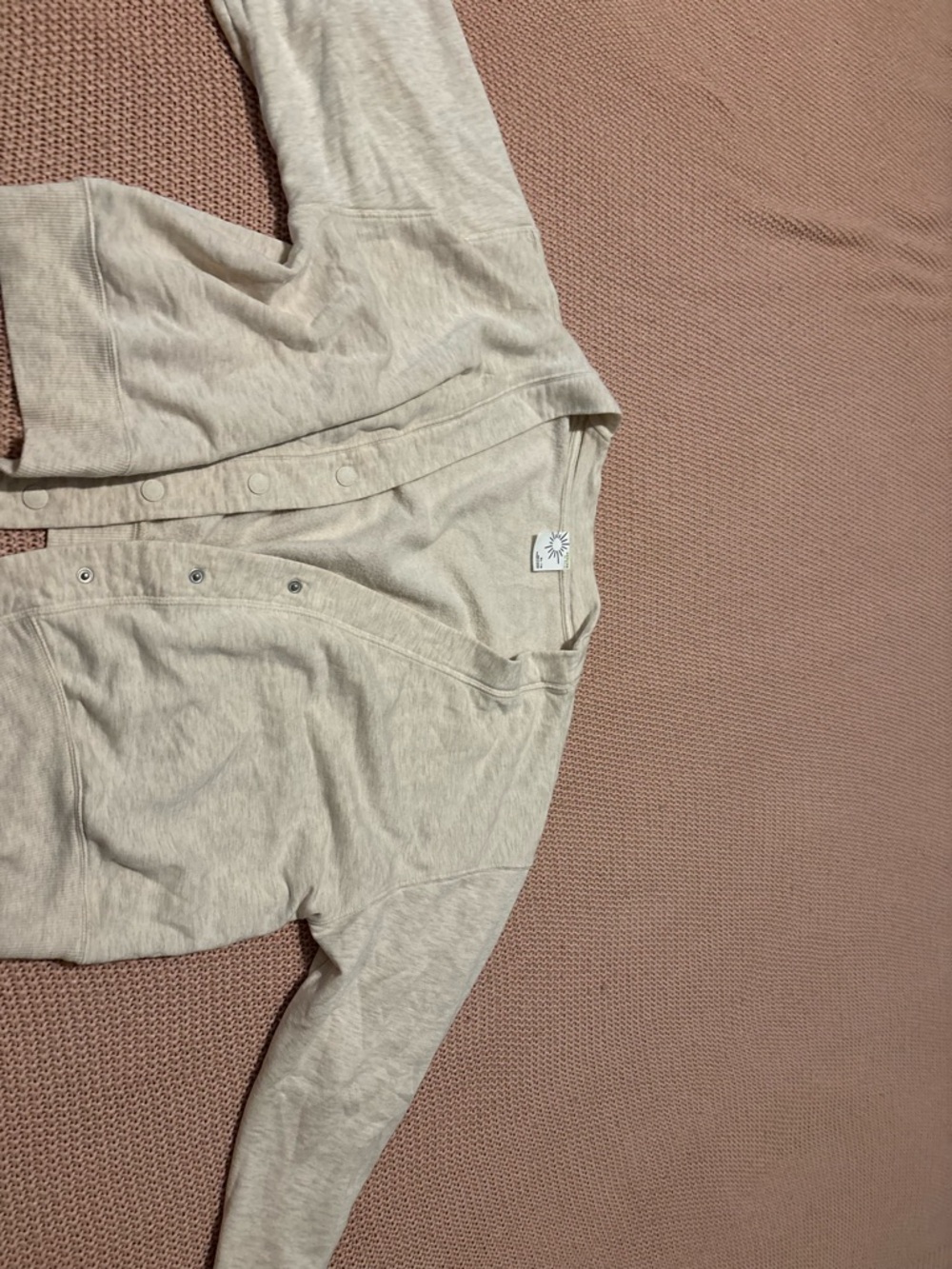 Light Beige Snap-Front Cardigan